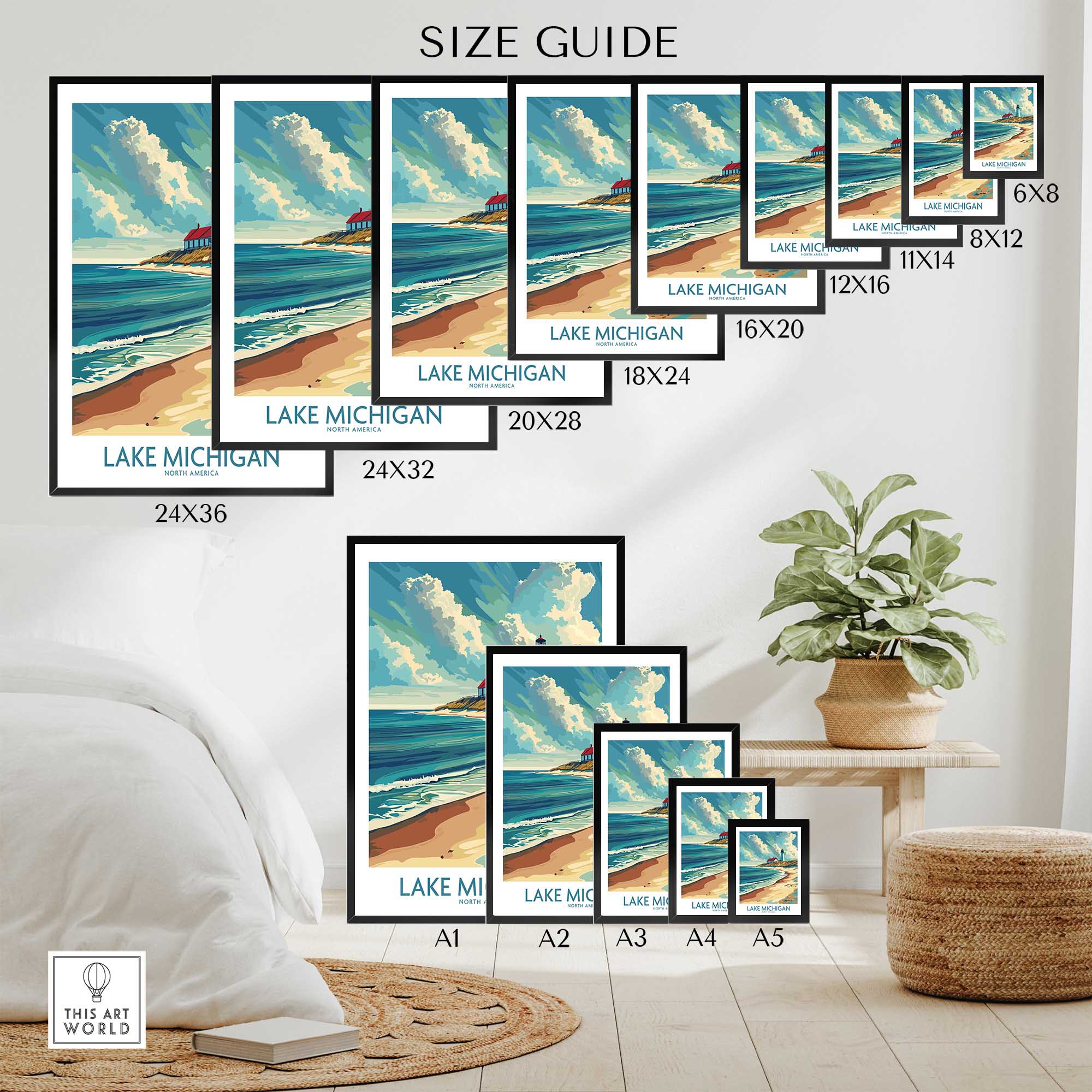 Lake Michigan Poster Art-This Art World