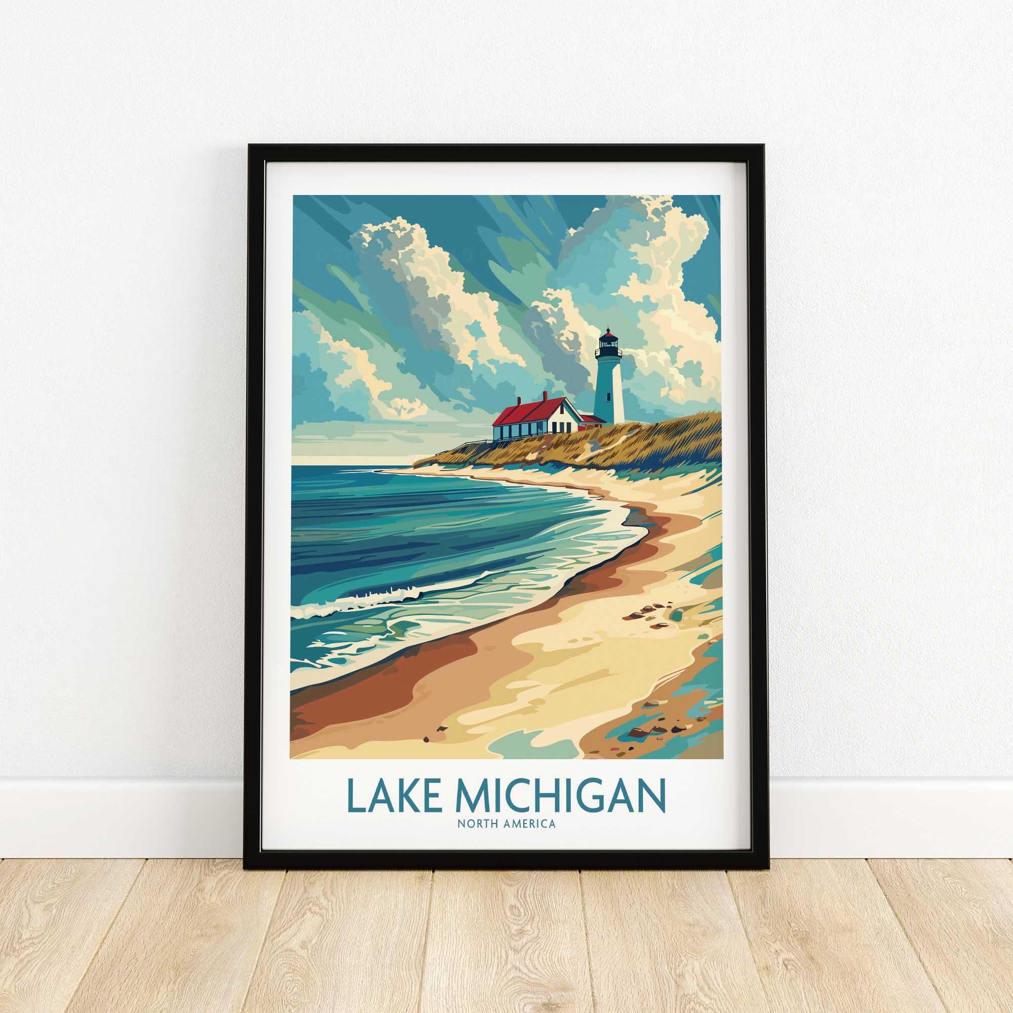 Lake Michigan Poster Art-This Art World