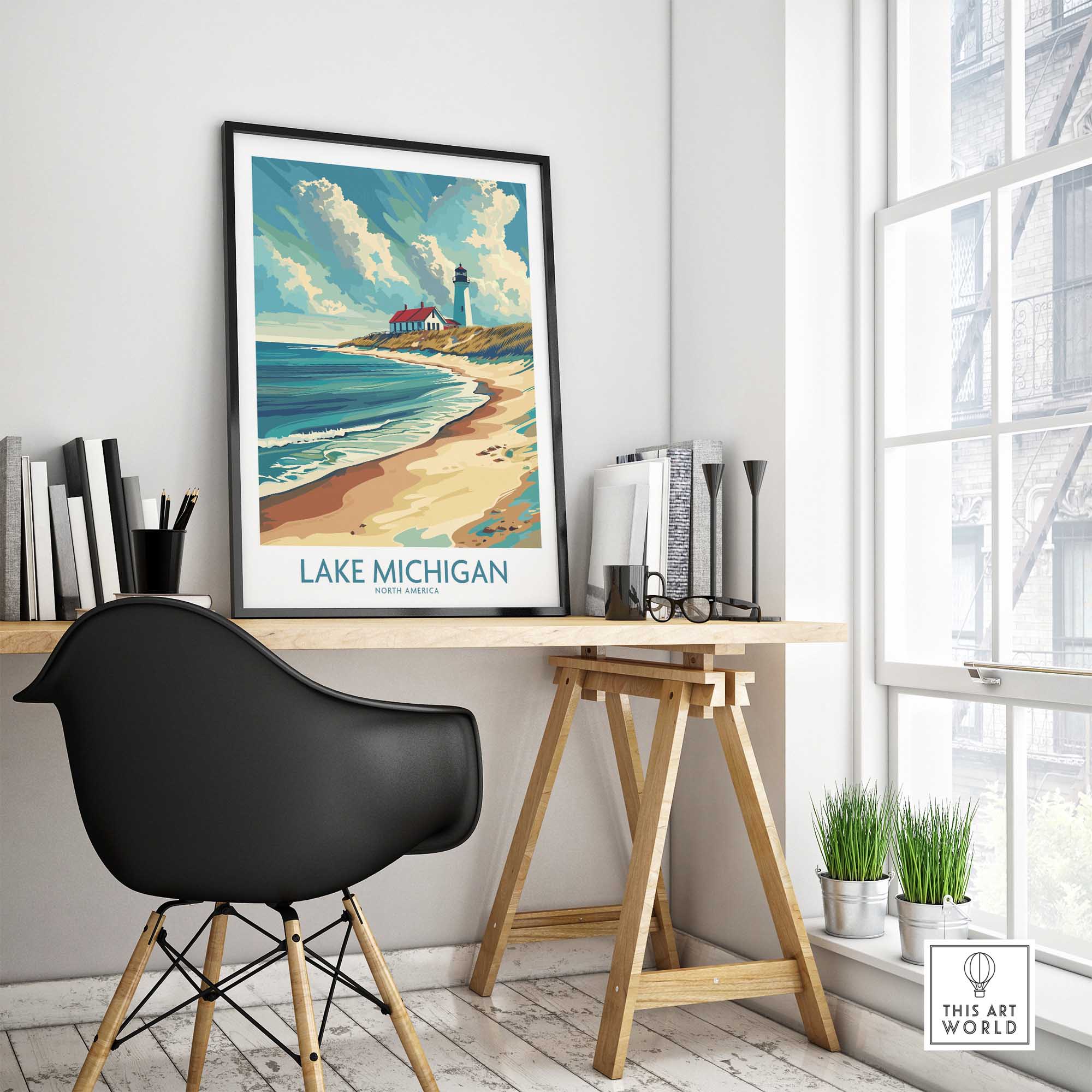 Lake Michigan Poster Art-This Art World