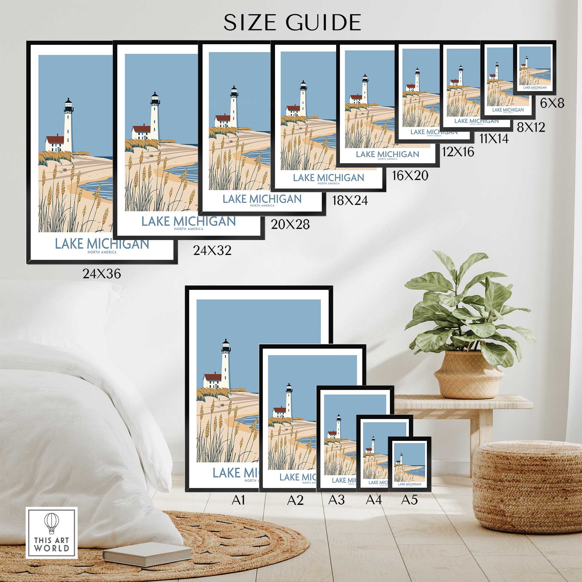 Lake Michigan Print Great Lakes-This Art World