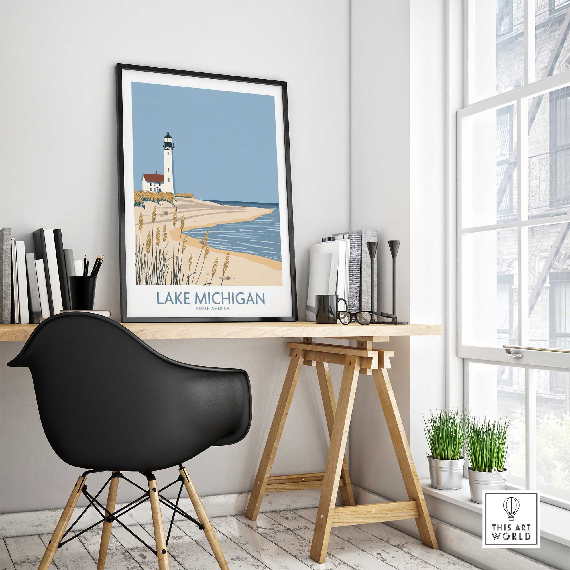 Lake Michigan Print Great Lakes-This Art World