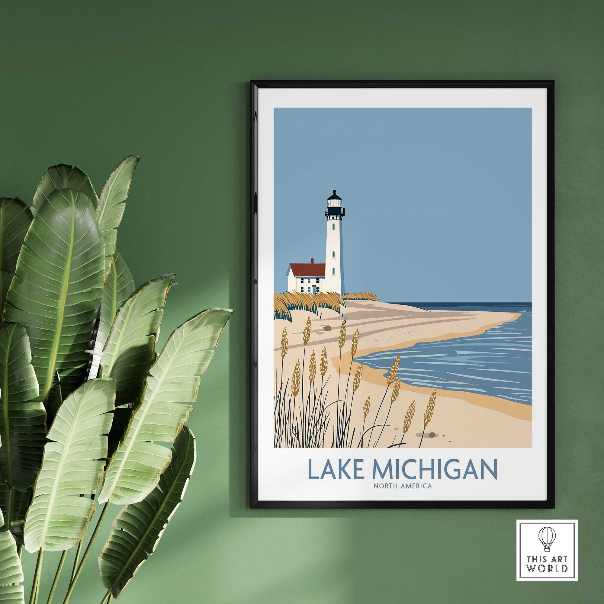 Lake Michigan Print Great Lakes-This Art World