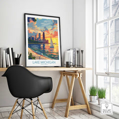 Lake Michigan Travel Poster-This Art World