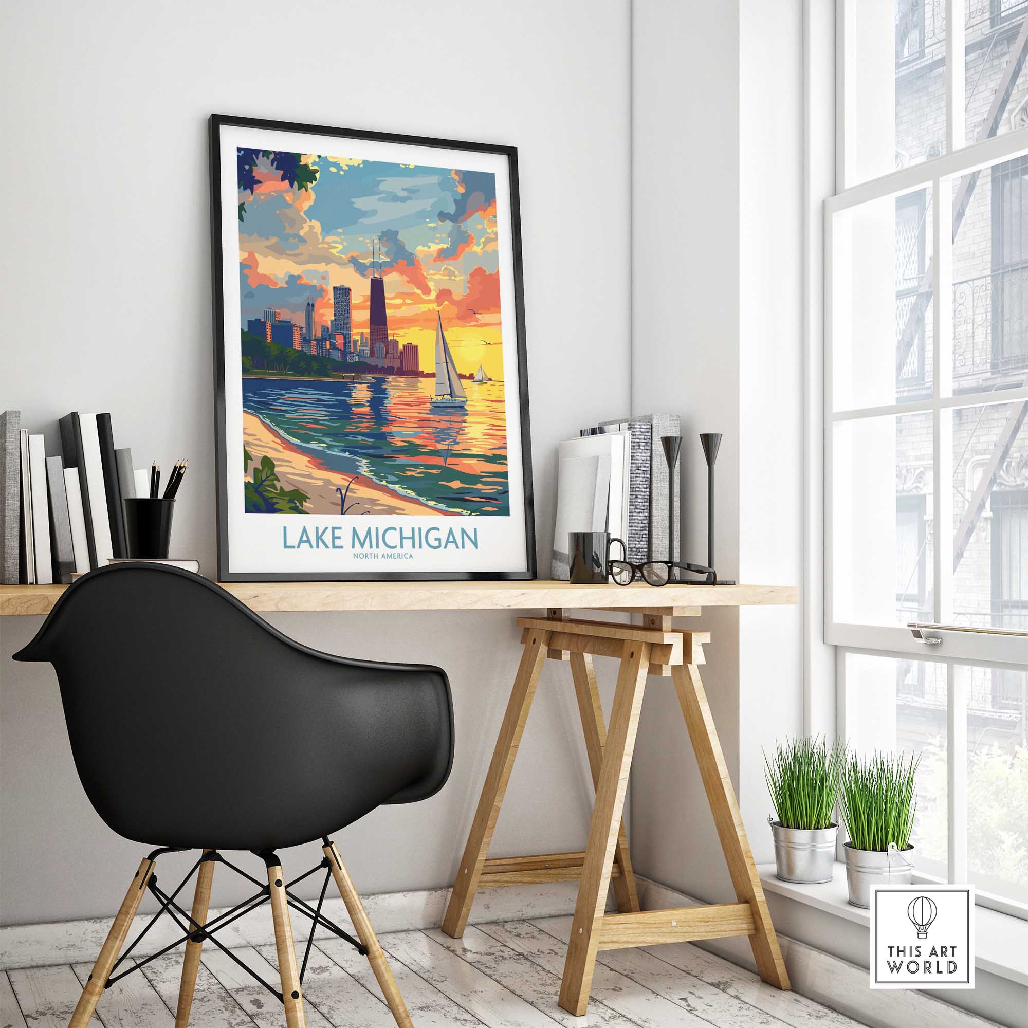 Lake Michigan Travel Poster-This Art World