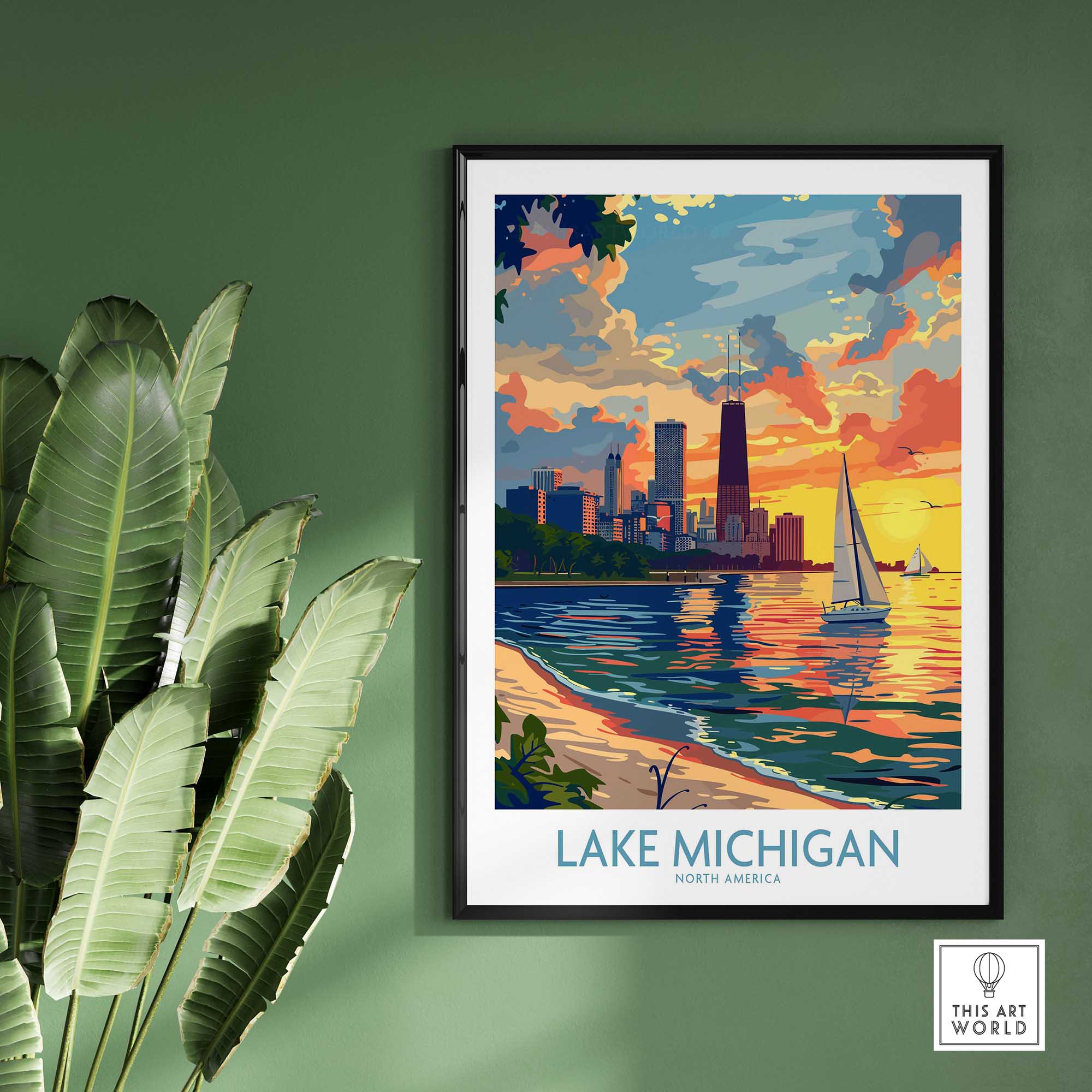 Lake Michigan Travel Poster-This Art World