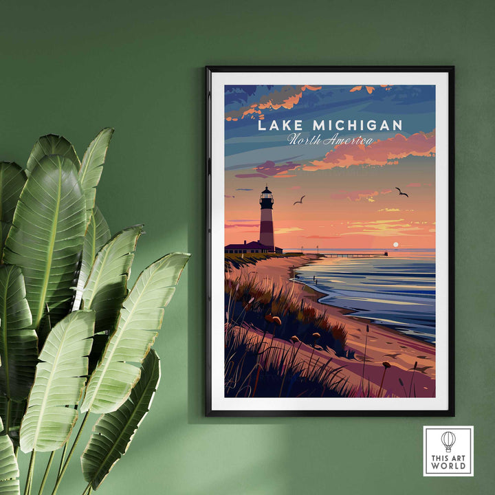 Lake Michigan Travel Poster Great Lakes-This Art World