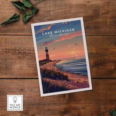 Lake Michigan Travel Poster Great Lakes-This Art World