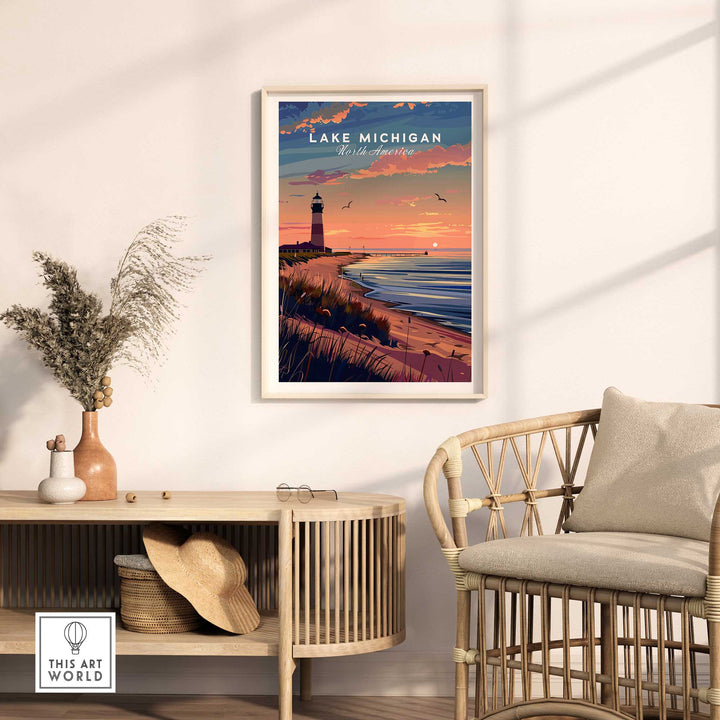 Lake Michigan Travel Poster Great Lakes-This Art World