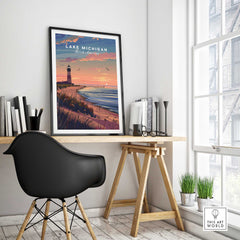 Lake Michigan Travel Poster Great Lakes-This Art World
