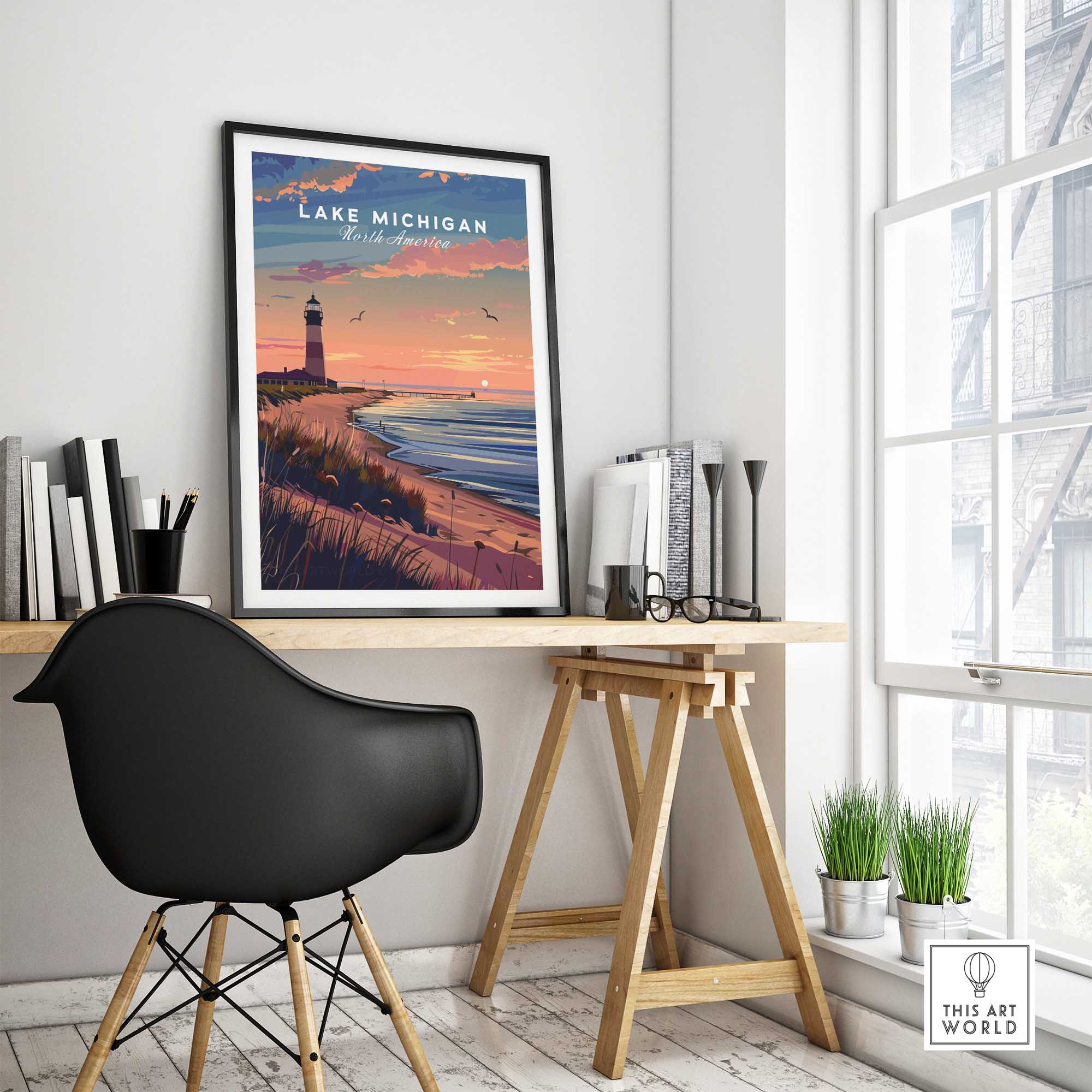 Lake Michigan Travel Poster Great Lakes-This Art World