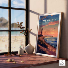 Lake Michigan Travel Poster Great Lakes-This Art World