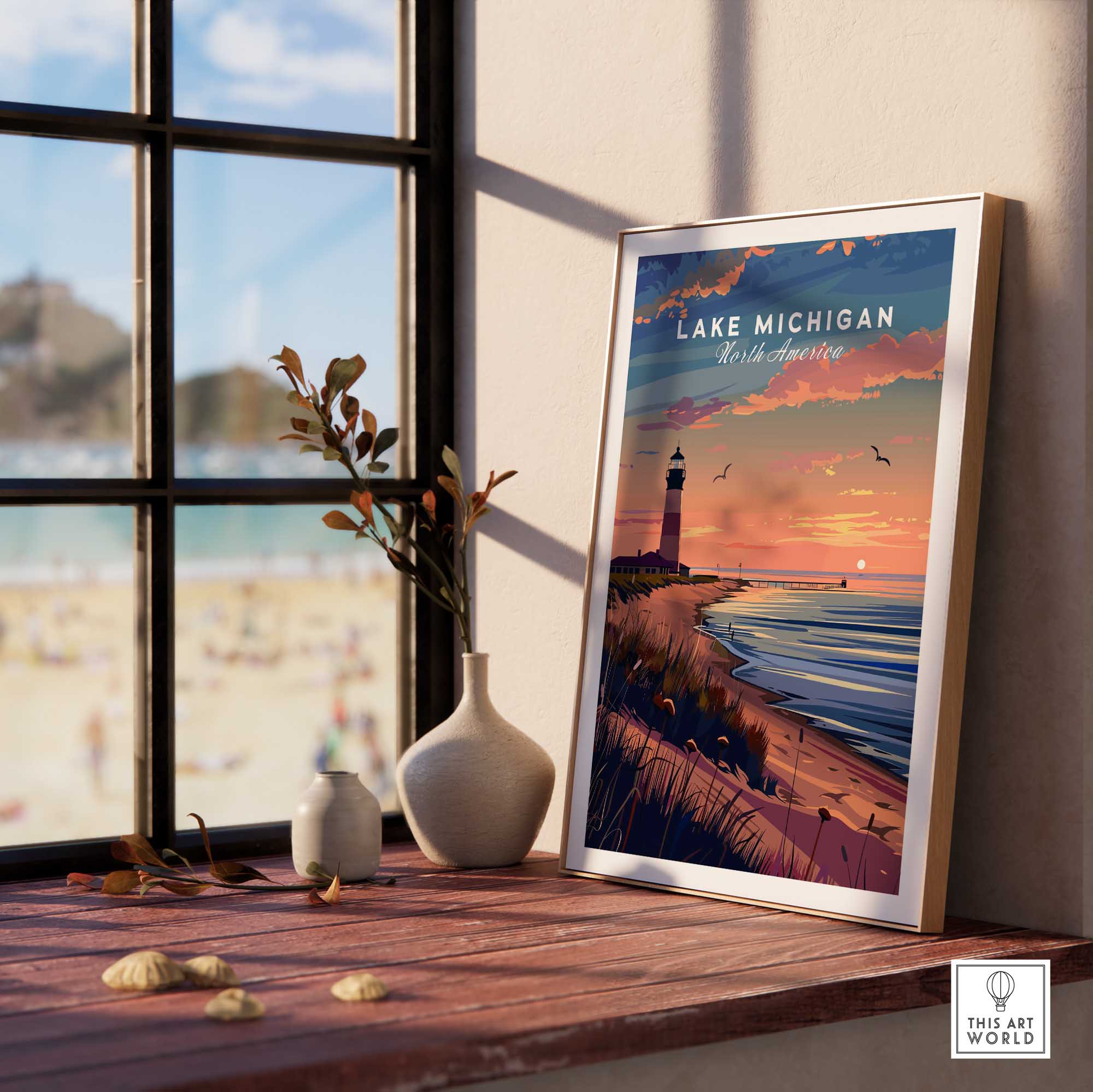 Lake Michigan Travel Poster Great Lakes-This Art World