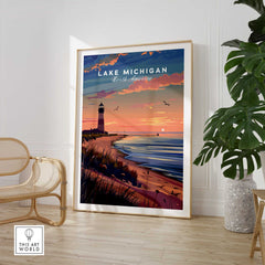 Lake Michigan Travel Poster Great Lakes-This Art World