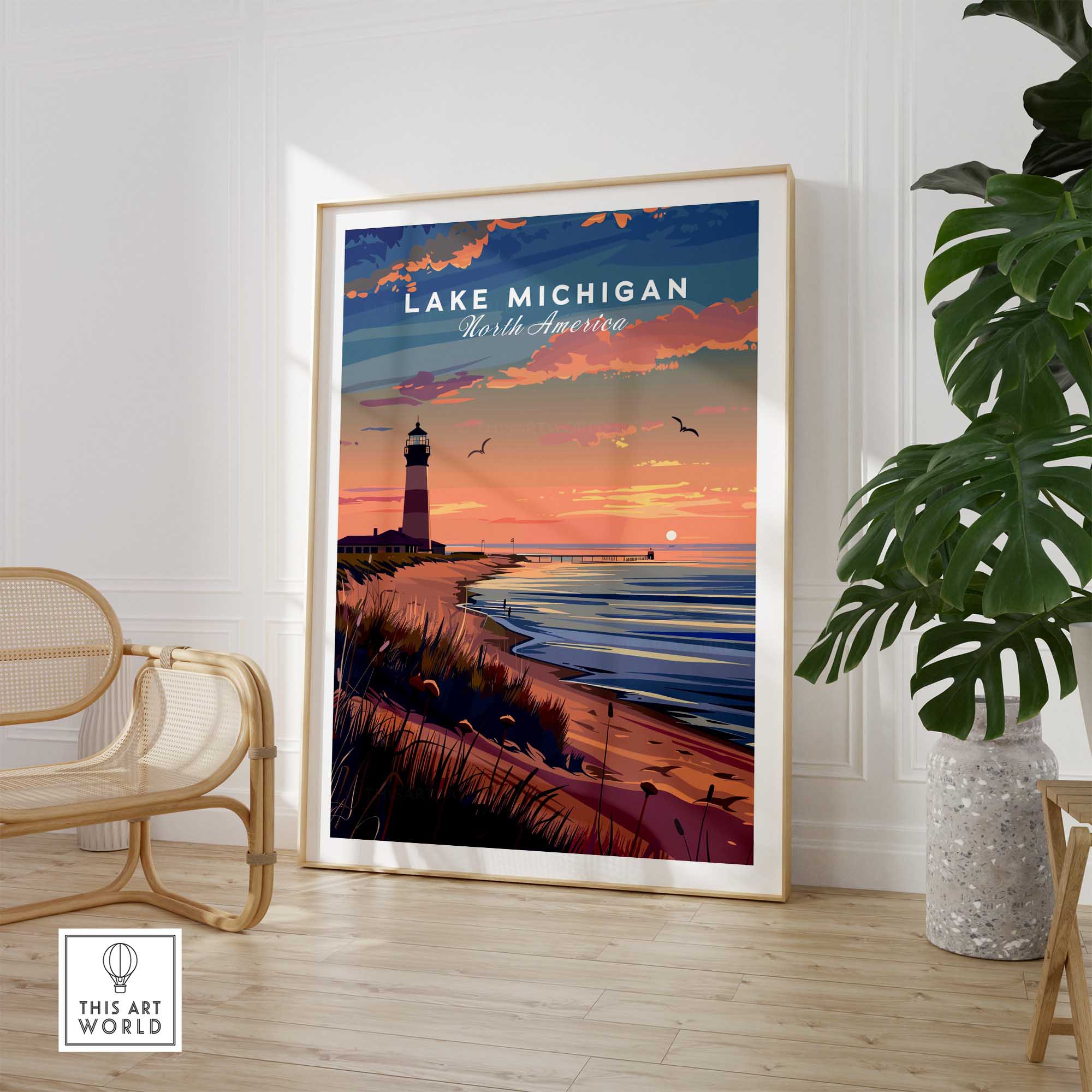 Lake Michigan Travel Poster Great Lakes-This Art World