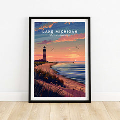 Lake Michigan Travel Poster Great Lakes-This Art World