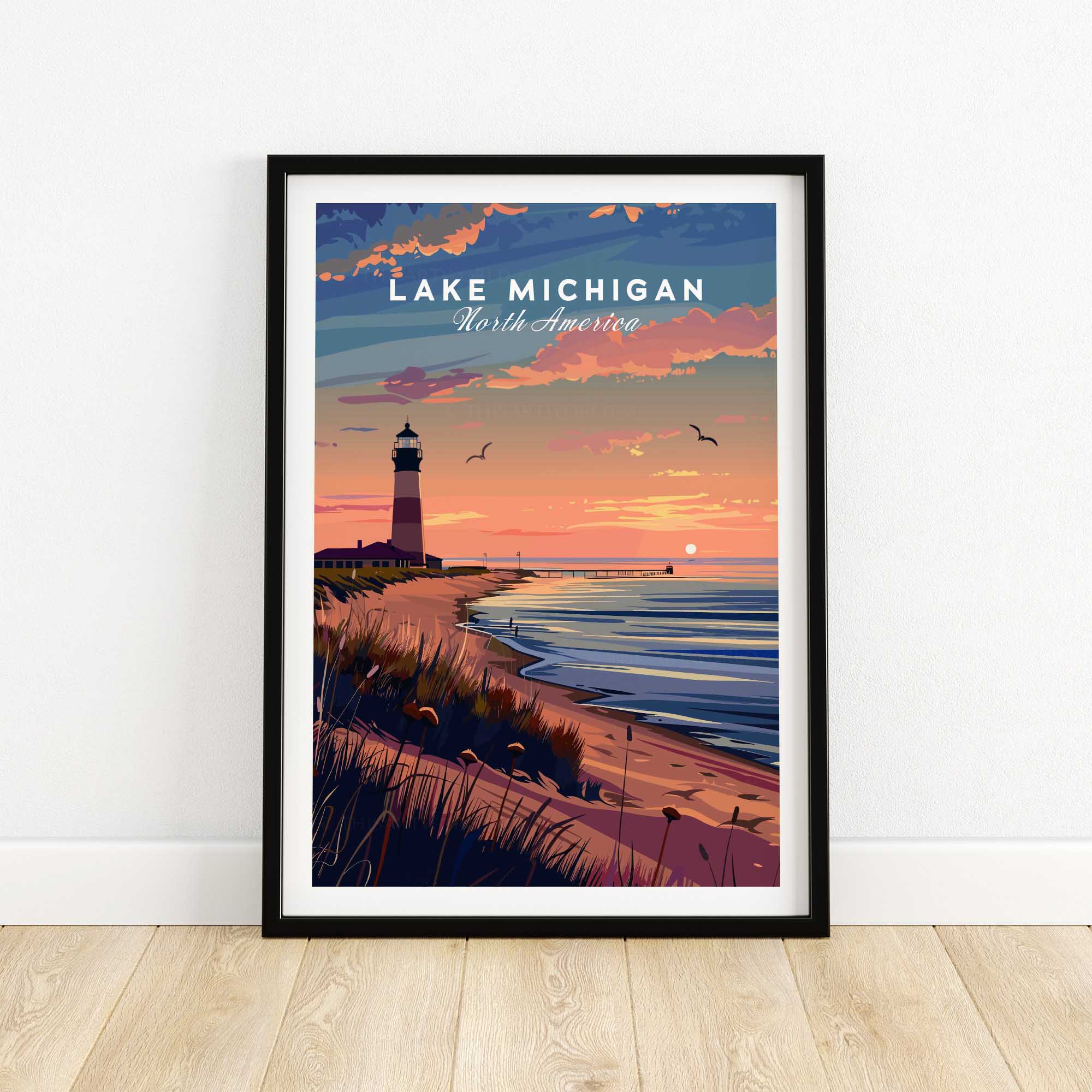Lake Michigan Travel Poster Great Lakes-This Art World