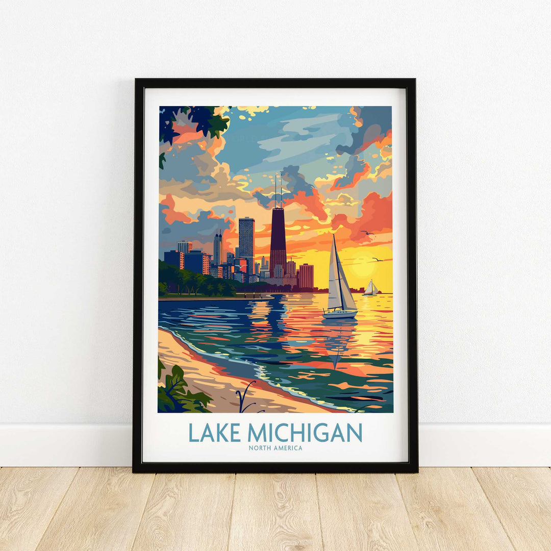 Lake Michigan Travel Poster-This Art World