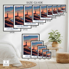 Lake Michigan Travel Print Great Lakes-This Art World