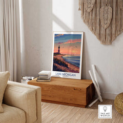 Lake Michigan Travel Print Great Lakes-This Art World
