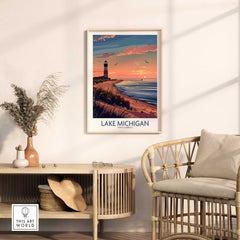 Lake Michigan Travel Print Great Lakes-This Art World