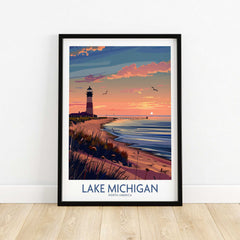 Lake Michigan Travel Print Great Lakes-This Art World
