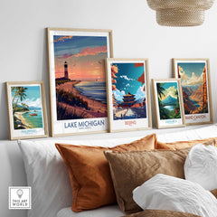 Lake Michigan Travel Print Great Lakes-This Art World