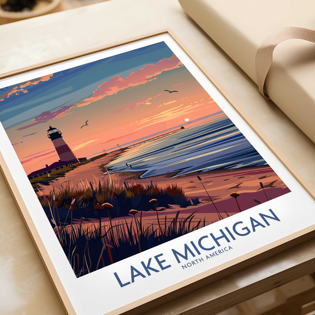 Lake Michigan Travel Print Great Lakes-This Art World