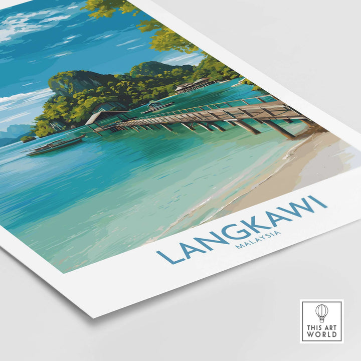 Langkawi Malaysia Art Print | Island Travel Poster featuring a beautiful beach and tropical landscape.