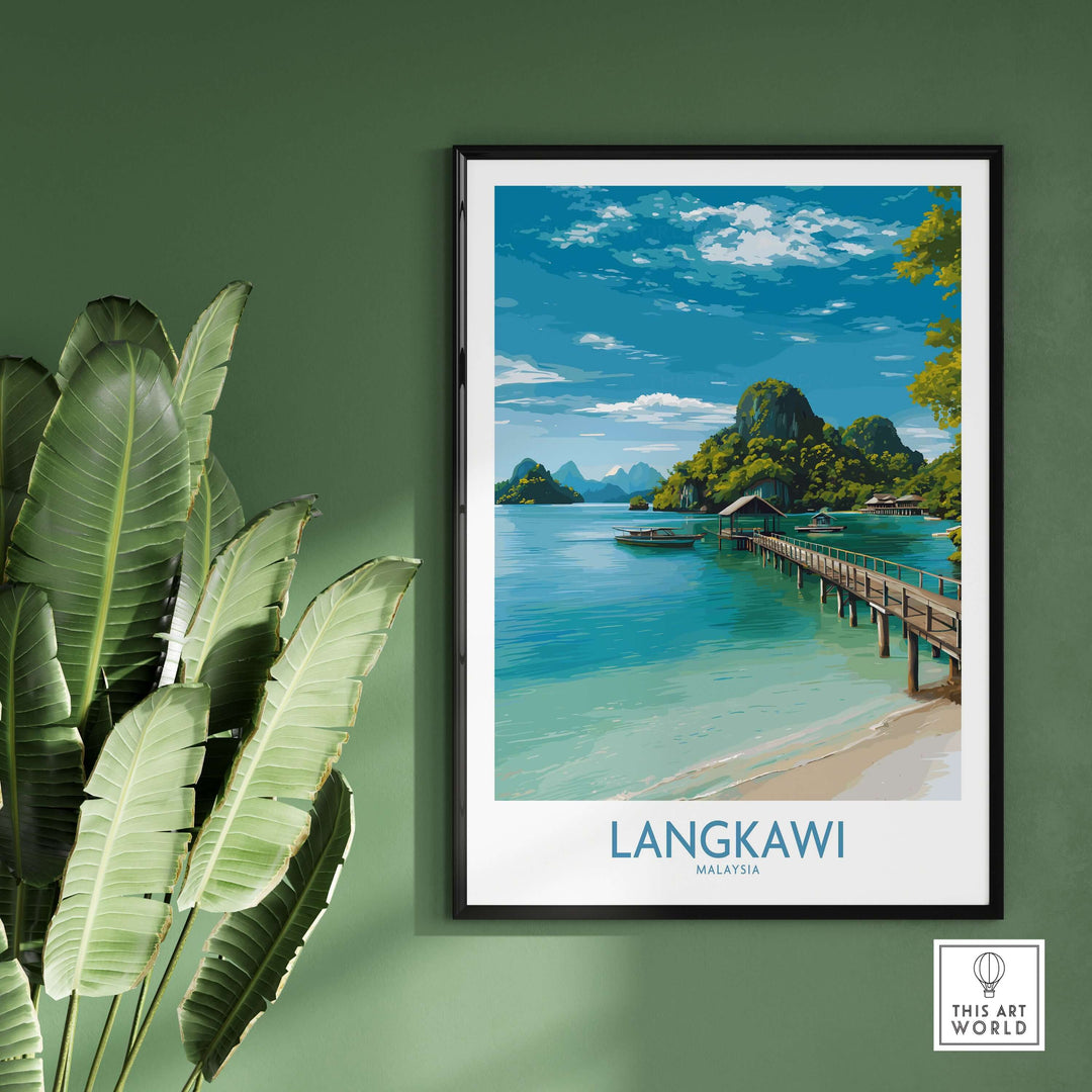 Langkawi Malaysia Art Print | Island Travel Poster featuring a serene beach and tropical landscape.