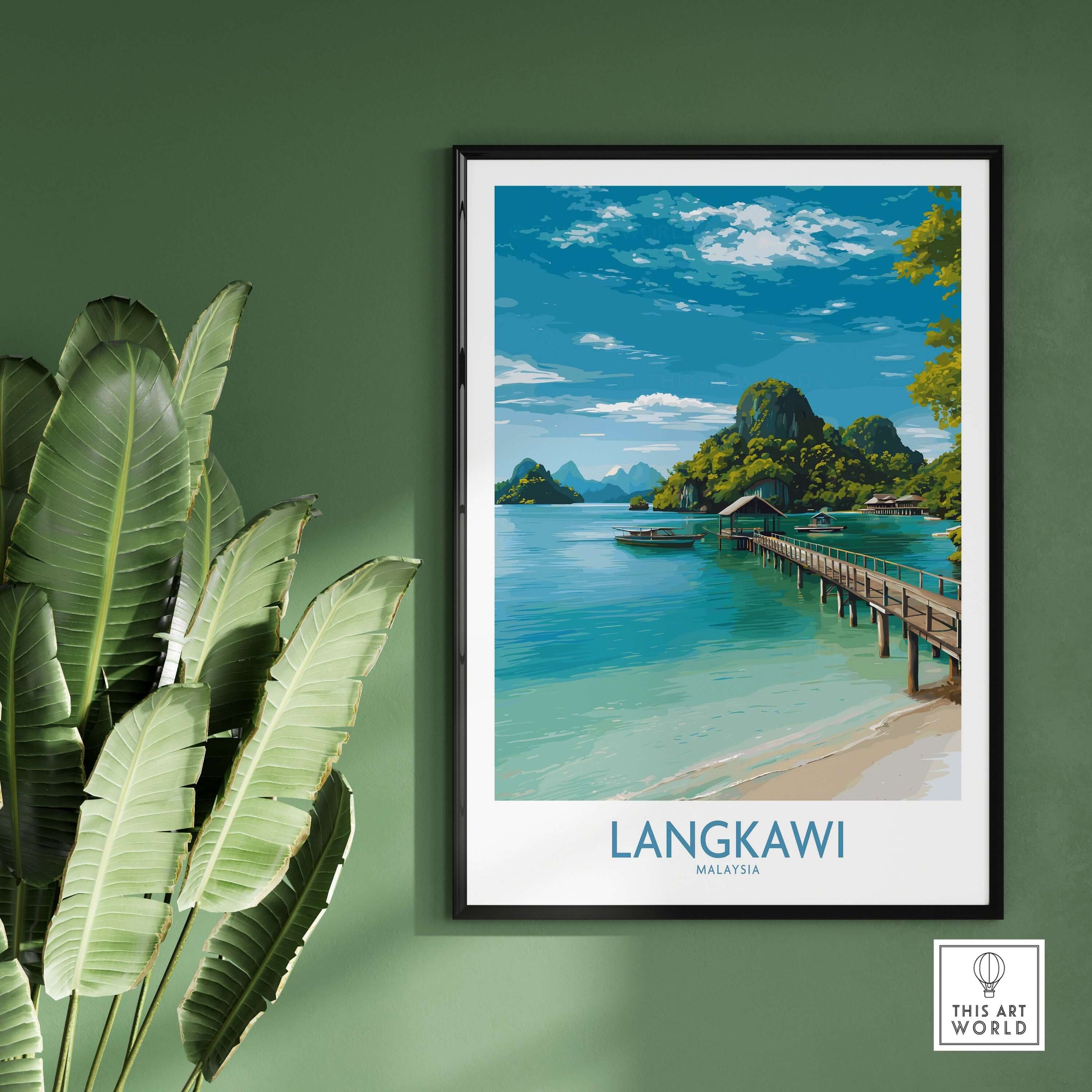 Langkawi Malaysia Art Print | Island Travel Poster featuring a scenic tropical landscape and vibrant waters.