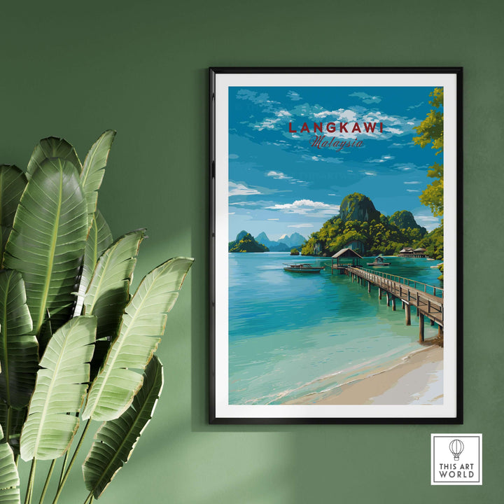Langkawi Print | Malaysian Coastal Wall Art displaying a vibrant tropical landscape and serene beach scene.