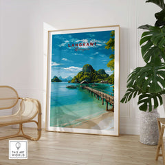 Langkawi Print | Malaysian Coastal Wall Art featuring lush beach scene and serene tropical landscape.