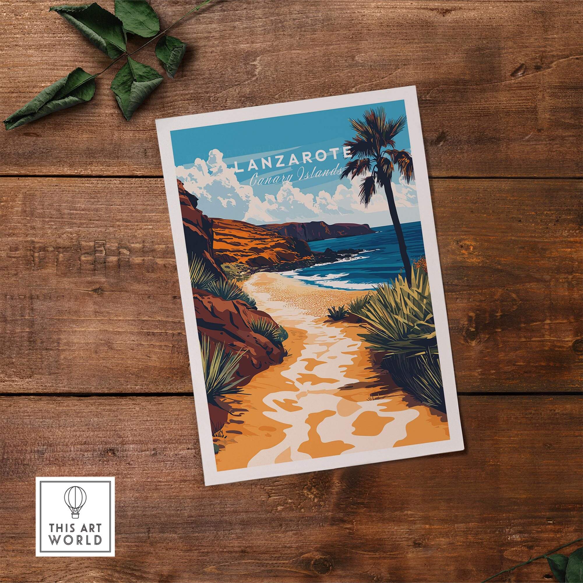 Lanzarote Canary Islands Spain Wall Art featuring a tranquil beach scene on a sunny day.
