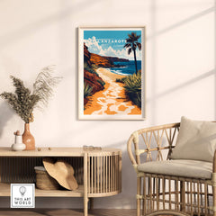 Lanzarote Canary Islands Spain Wall Art featuring a serene beach scene in a stylish interior setting.