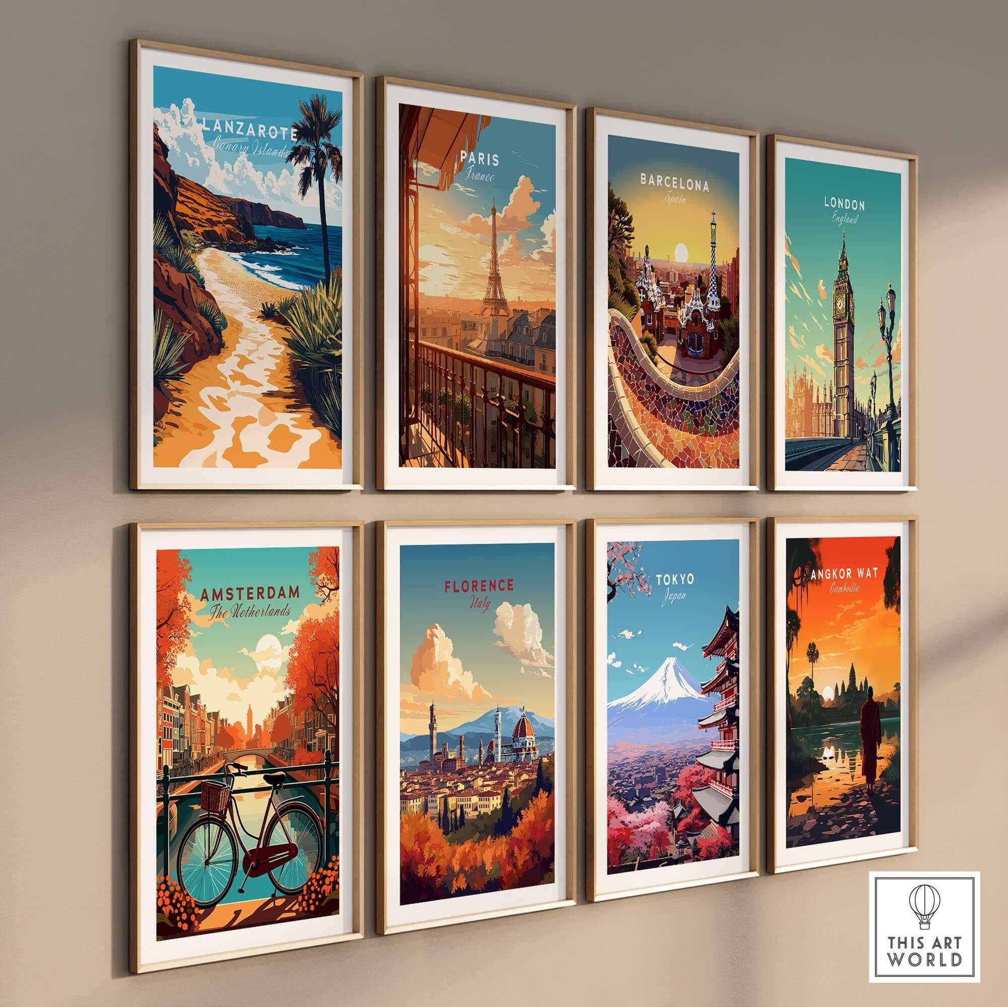 Lanzarote Canary Islands Spain Wall Art featuring stunning travel posters on display.