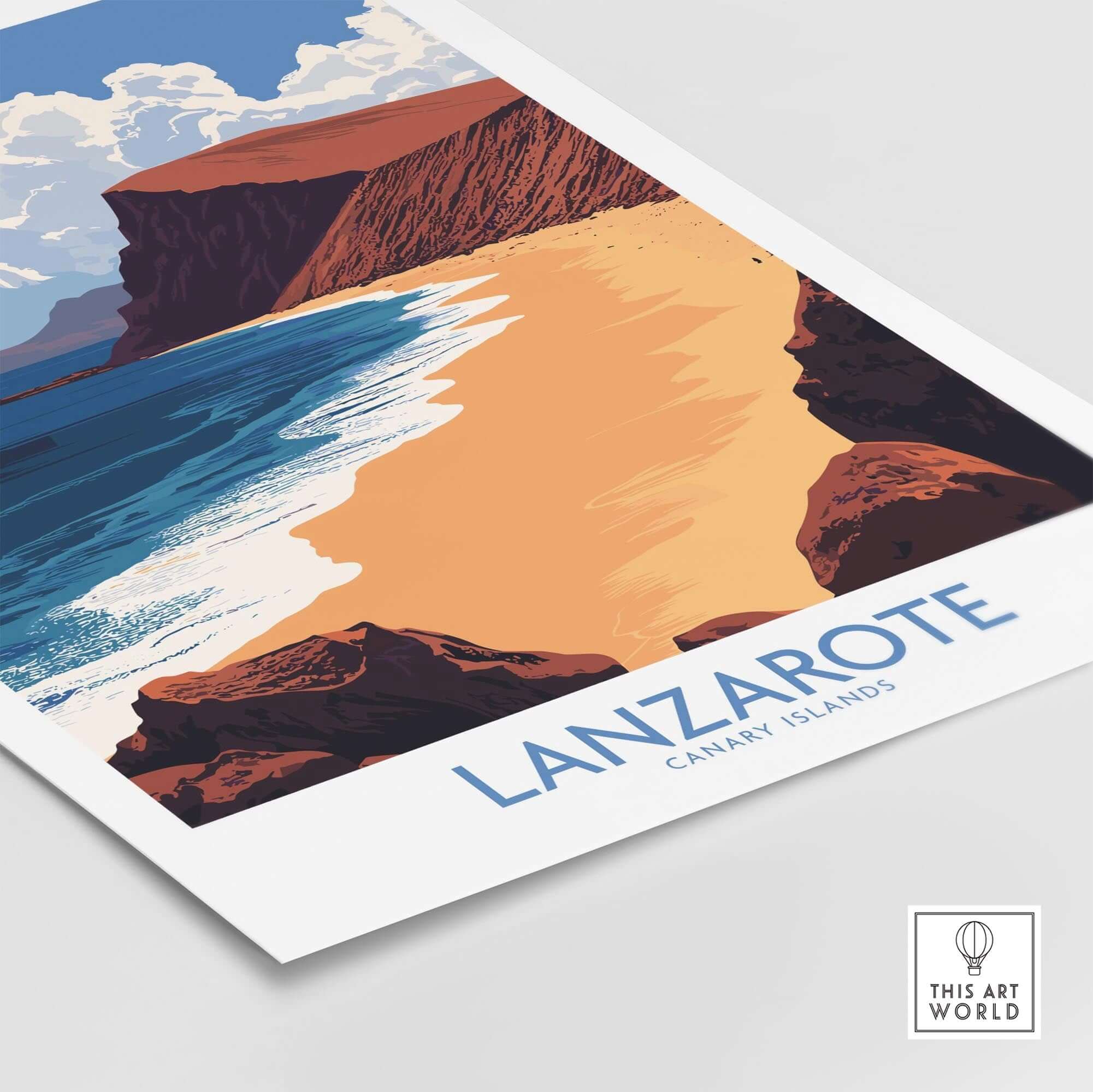 Lanzarote Poster Canary Islands Spain featuring stunning beach and ocean view.