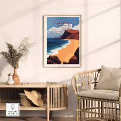 Lanzarote Print Canary Islands Spain wall art poster featuring the unique Lanzarote beach landscape.