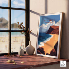 Lanzarote Print Canary Islands Spain showcasing the beach landscape in a stylish framed wall art at home.