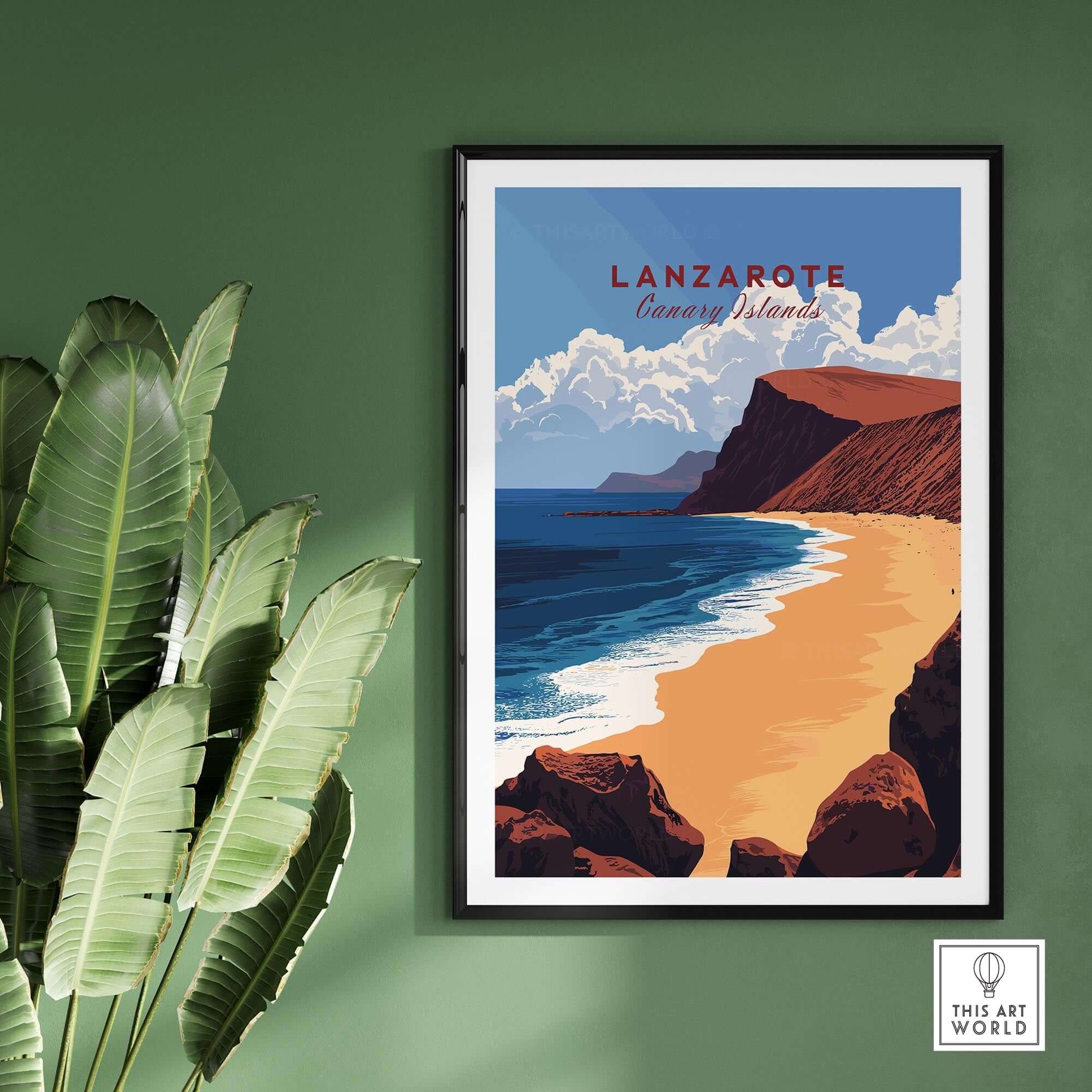 Lanzarote Print Canary Islands Spain featuring a beach landscape in a stylish wall art poster.