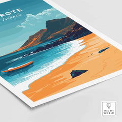 Lanzarote Wall Art showcasing a beautiful beach scene with vibrant colors and stunning coastal landscape.