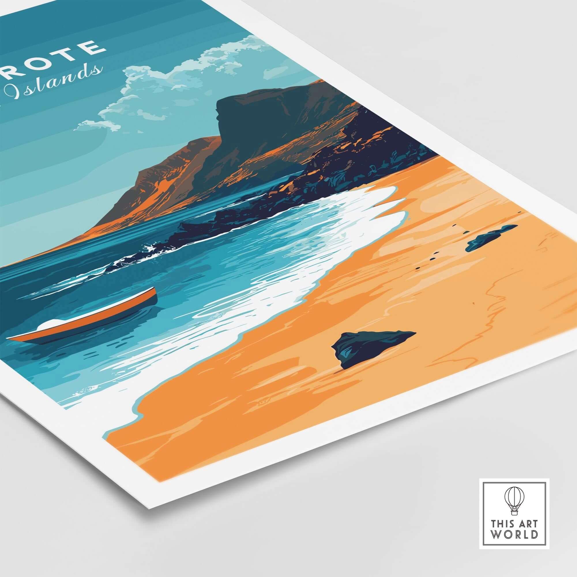 Lanzarote Wall Art showcasing a beautiful beach scene with vibrant colors and stunning coastal landscape.