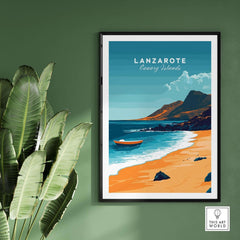 Lanzarote Wall Art showcasing a picturesque beach and stunning scenery from the Canary Islands.