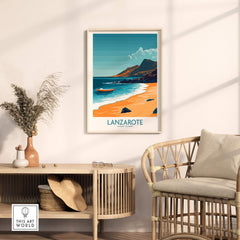 Lanzarote Wall Art Print showcasing beach scene perfect for home decor, adding a touch of tranquility and relaxation.