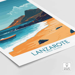 Lanzarote Wall Art Print showcasing a serene beach scene from the Canary Islands, perfect for home decor.