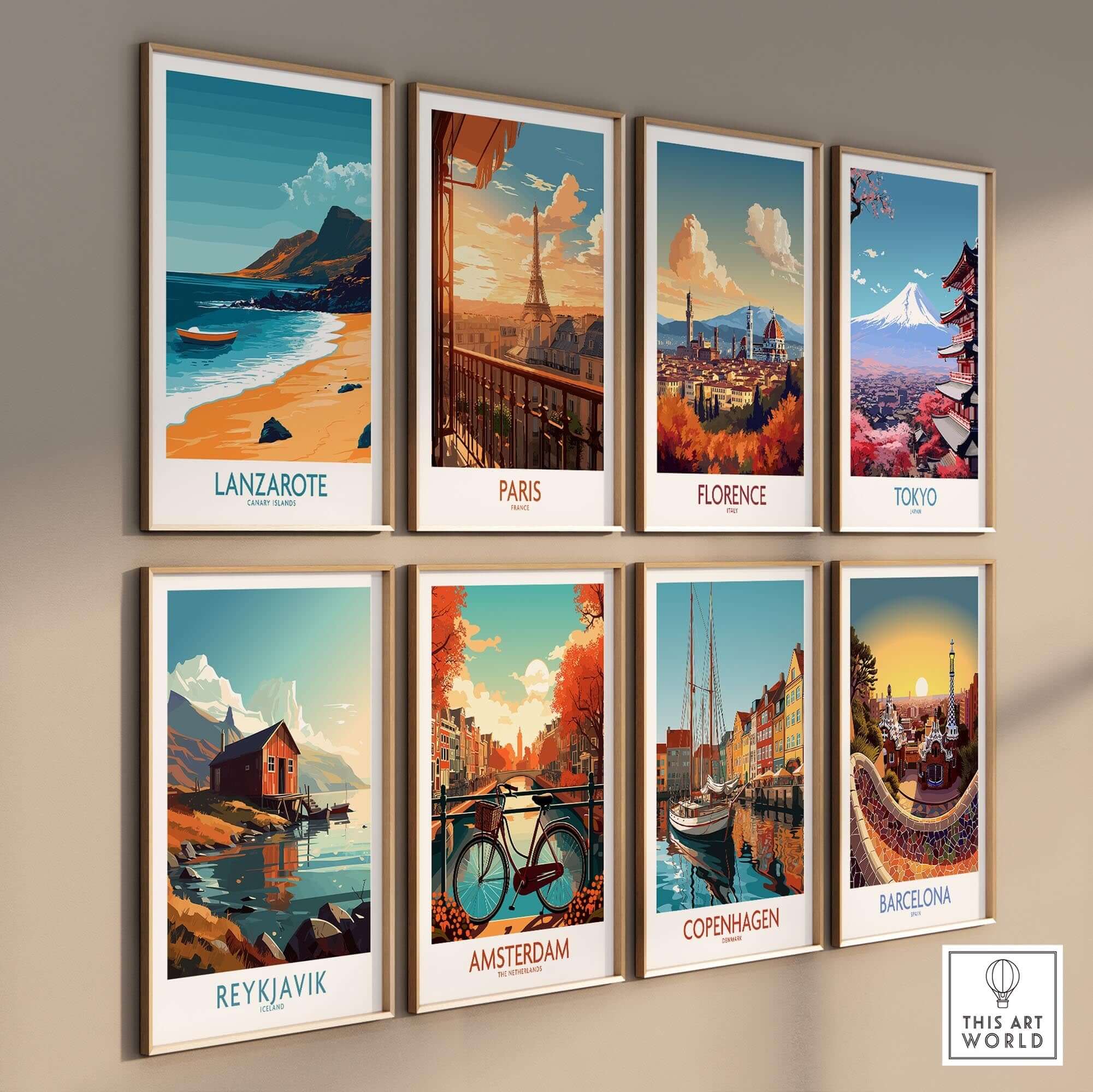 Lanzarote Wall Art Print collection showcasing various travel destinations and landscapes.