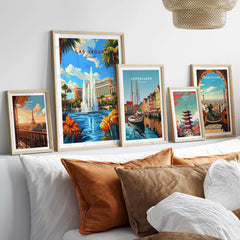 Las Vegas Wall Art showcasing vibrant cityscapes, perfect for home decor and travel enthusiasts.