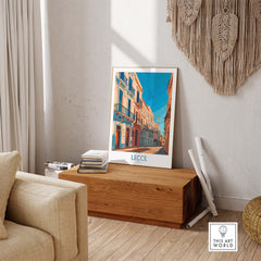 Lecce Wall Art - Stunning Prints of Italy's Charming Cities displayed in a cozy interior setting.