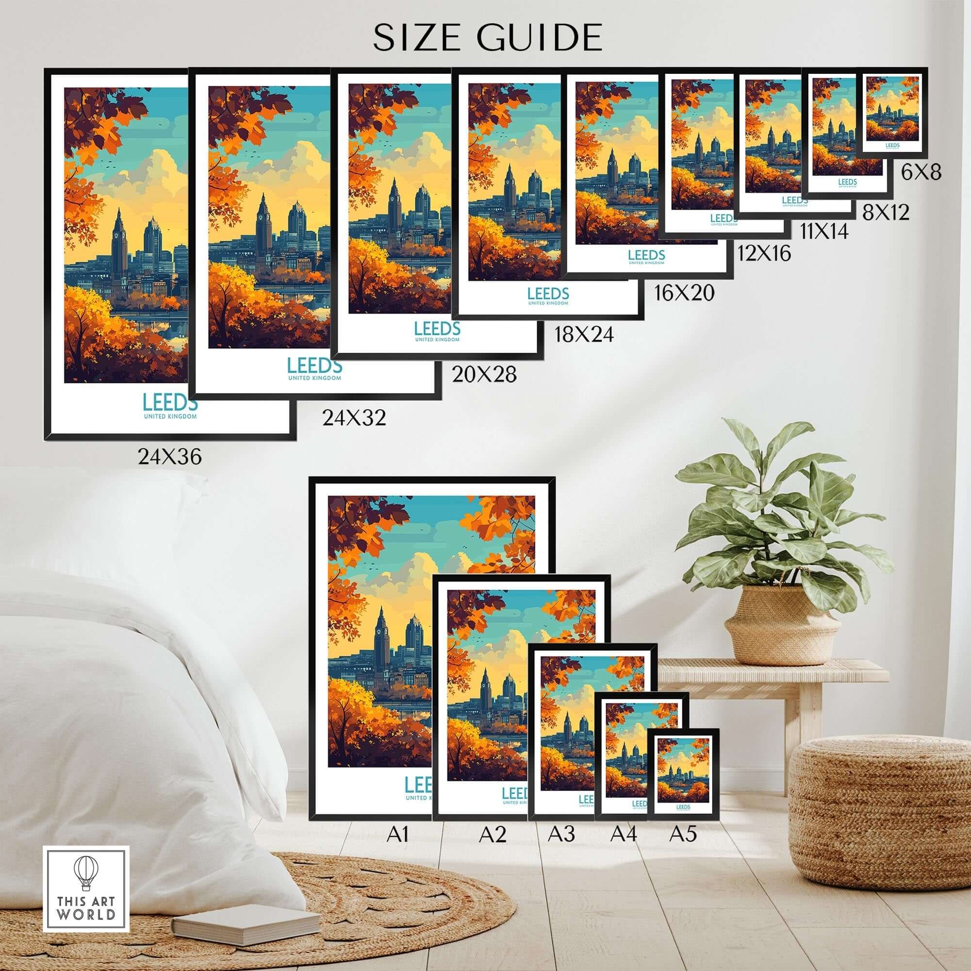 Leeds Wall Art Print - United Kingdom Travel Poster