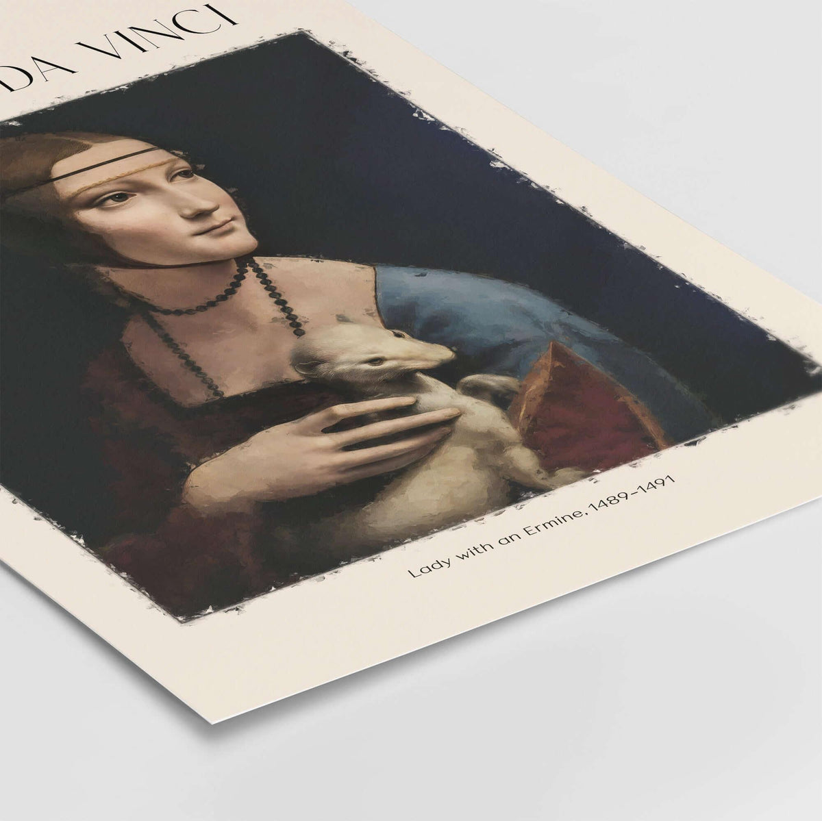 Leonardo da Vinci Art Print - Lady with an Ermine 1490 Cecilia Gallerani Portrait Art Print displayed prominently