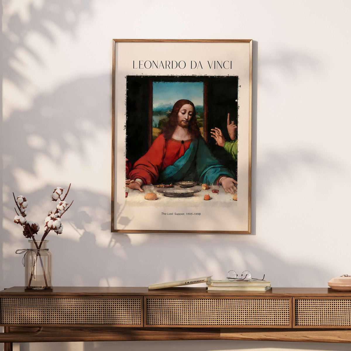 Leonardo da Vinci Art Print -  The Last Supper Detail Christ 1498 Renaissance Mural Art Print on wall decor.